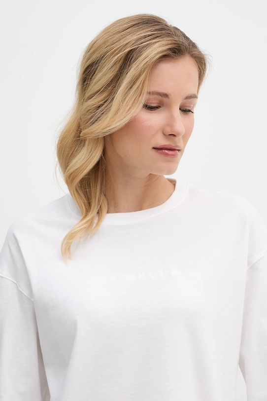 Tommy Hilfiger top a maniche lunghe in cotone bianco UW0UW06240