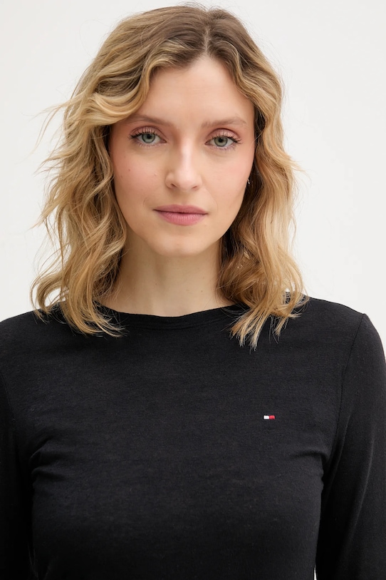 Tommy Hilfiger longsleeve z domieszką kaszmiru UW0UW06237 czarny