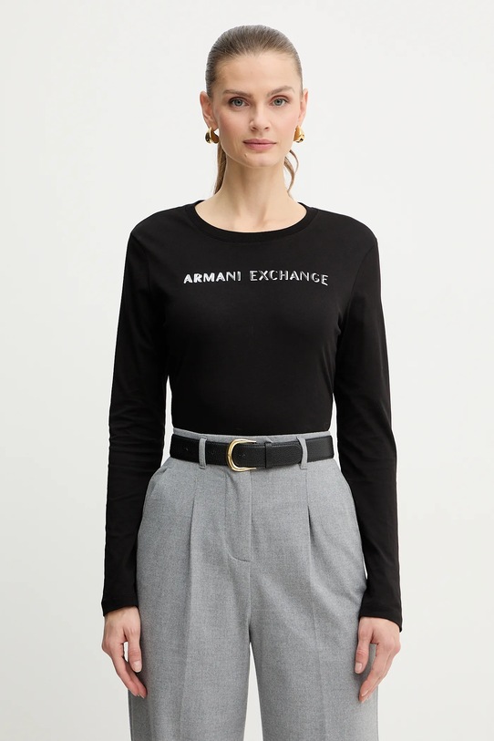 Armani Exchange longsleeve bawełniany nadruk czarny XW001383.AF10356