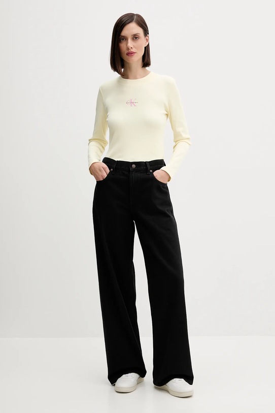 Tričko s dlouhým rukávem Calvin Klein Jeans LV047A803G žlutá AW25