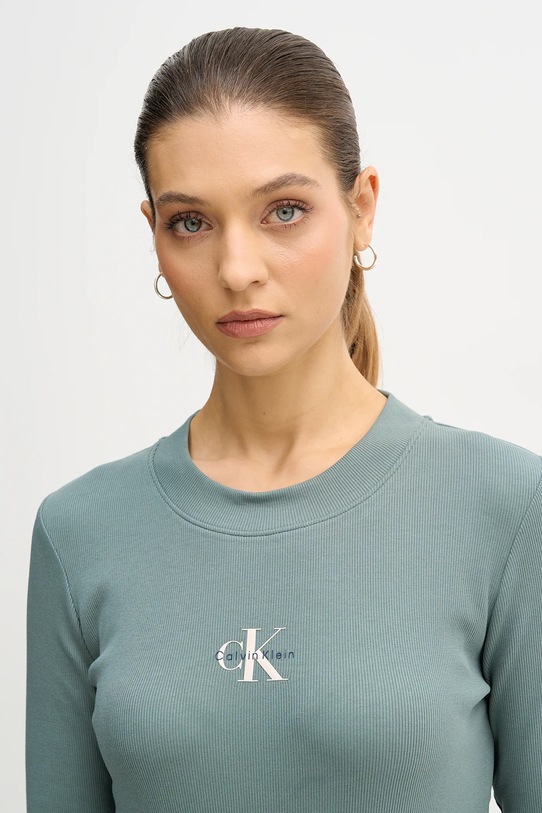Majica dugih rukava Calvin Klein Jeans zelena LV047A803G