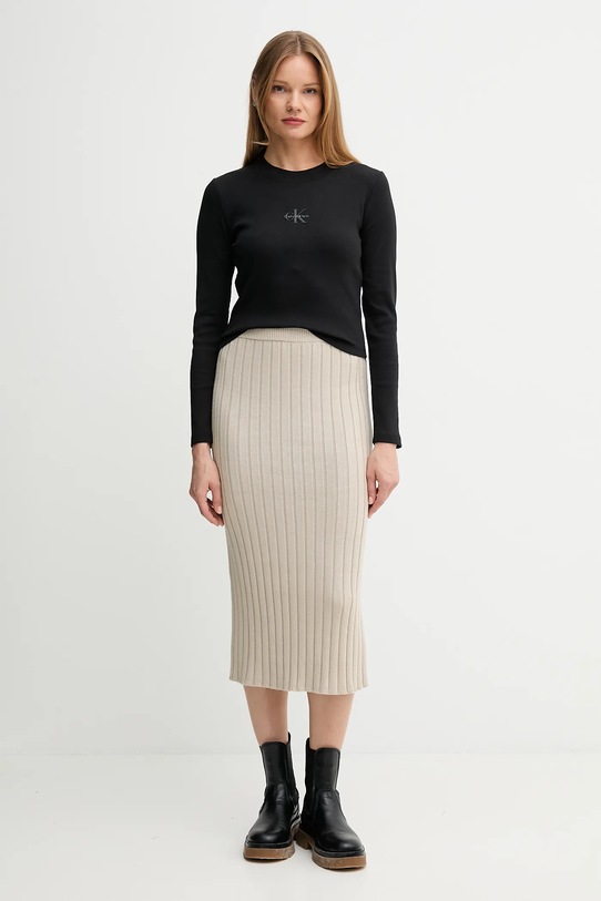 Блуза с дълги ръкави Calvin Klein Jeans LV047A803G черен AW25
