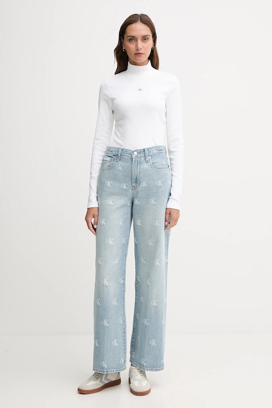 Блуза с дълги ръкави Calvin Klein Jeans LV047D203G бял AW25