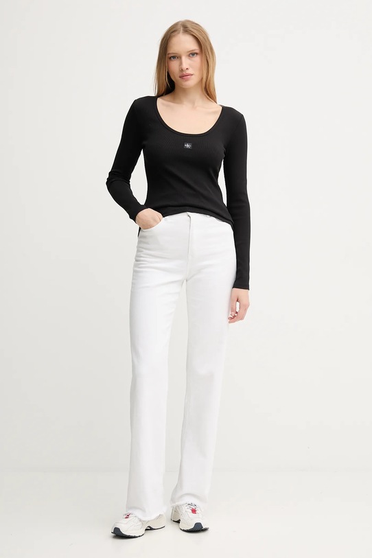 Tričko s dlouhým rukávem Calvin Klein Jeans LV047D218G černá AW25