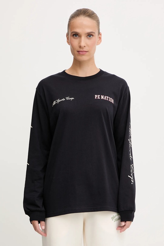 Odzież P.E Nation longsleeve bawełniany Surge 253L110 granatowy