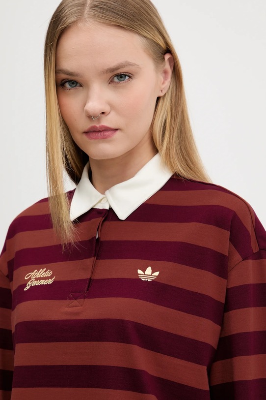 Хлопковый лонгслив adidas Originals LS GFX POLO красный KF2323