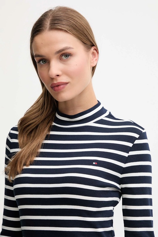 Bavlnené tričko s dlhým rukávom Tommy Hilfiger WW0WW47307 tmavomodrá