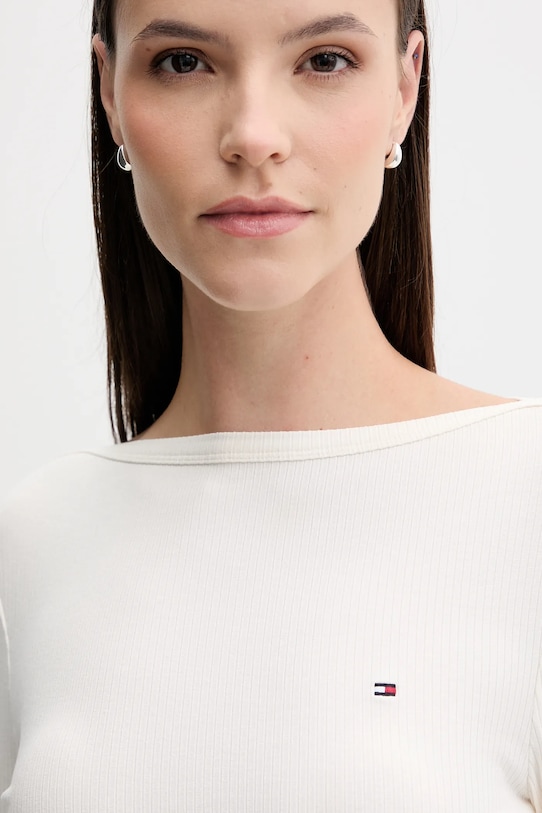 Tričko s dlouhým rukávem Tommy Hilfiger béžová WW0WW47309