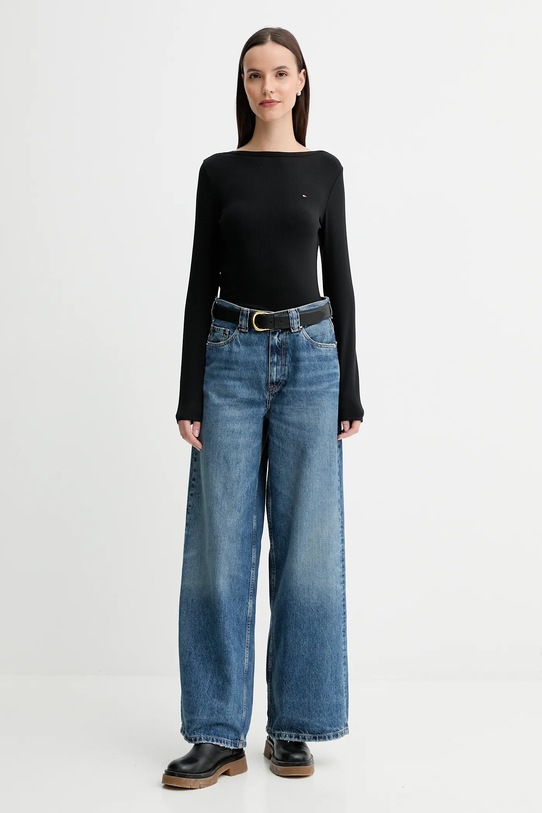 Tommy Hilfiger longsleeve WW0WW47309 czarny AW25