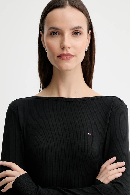 Tričko s dlouhým rukávem Tommy Hilfiger černá WW0WW47309