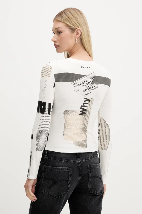 Odzież Desigual longsleeve NEWSPAPER 25WWTK25 beżowy