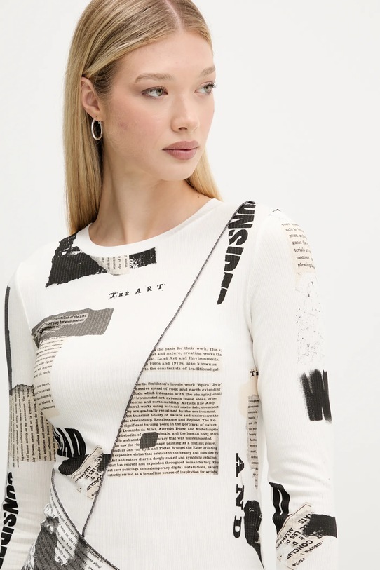 Desigual longsleeve NEWSPAPER beżowy 25WWTK25