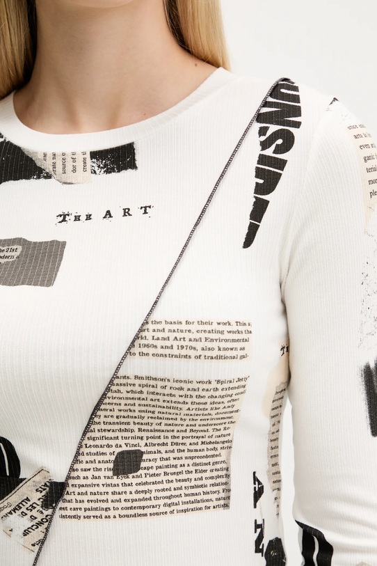Desigual longsleeve NEWSPAPER 25WWTK25 beżowy