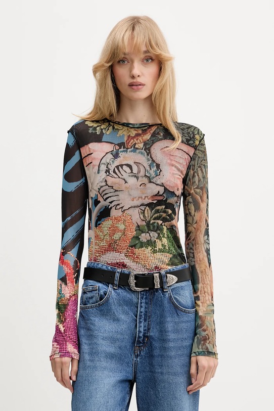 Desigual longsleeve DRAGON LACROIX wzorzyste czarny 25WWTK39