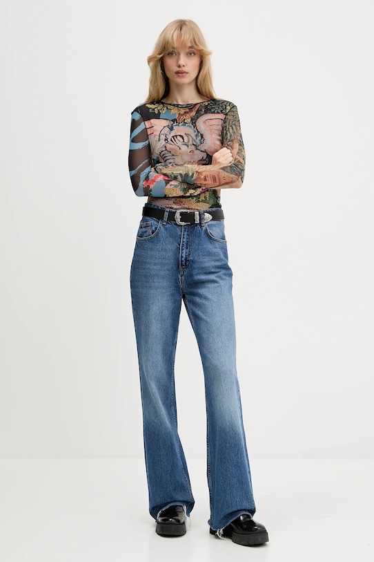 Tričko s dlouhým rukávem Desigual DRAGON LACROIX 25WWTK39 černá AW25