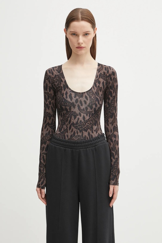 Fiorucci body Banimalier Print Scoop Neck okrągły brązowy W02FPTBO225LY01BR01