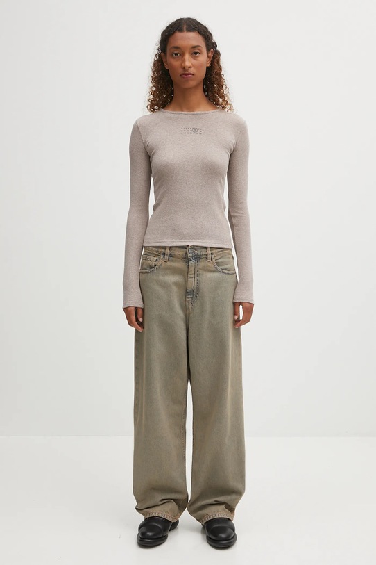 MM6 Maison Margiela longsleeve z domieszką wełny S52NH0029.M20122.809 beżowy