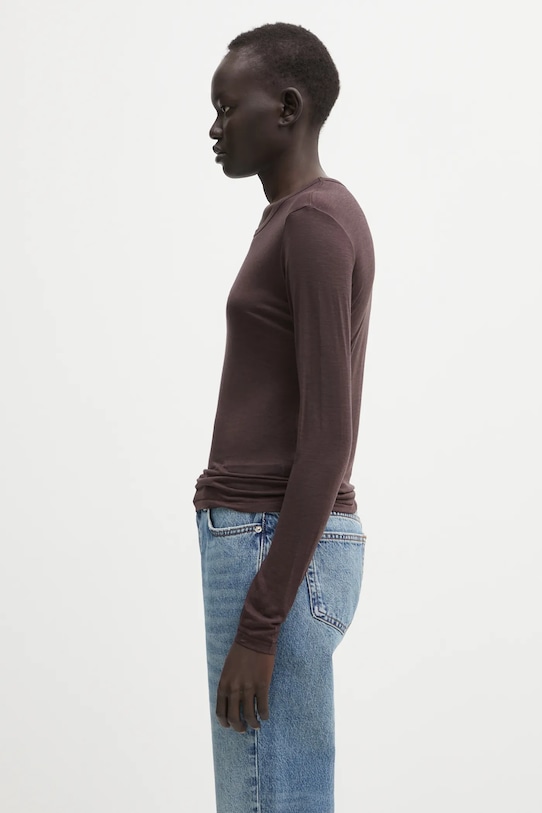 Anine Bing longsleeve z dodatkiem wełny sylvie A.08.11501 brązowy AW25