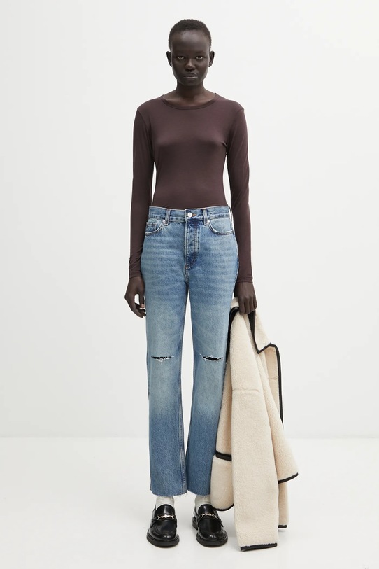 Anine Bing longsleeve z dodatkiem wełny sylvie A.08.11501 brązowy