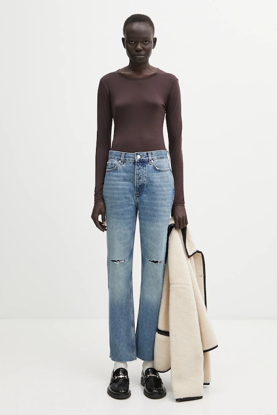 Anine Bing longsleeve z dodatkiem wełny sylvie A.08.11501 brązowy