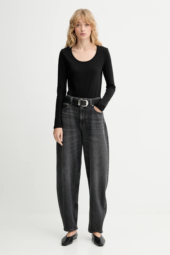 Бавовняний лонгслів Calvin Klein LV044D228G чорний AW25