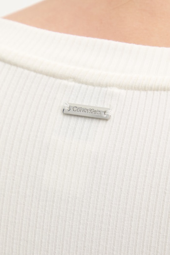 Calvin Klein tričko s dlhým rukávom dámske s modalom LV044D235G béžová