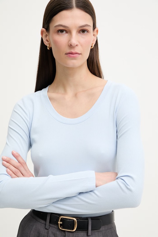 Calvin Klein longsleeve damski z modalem niebieski LV044D235G