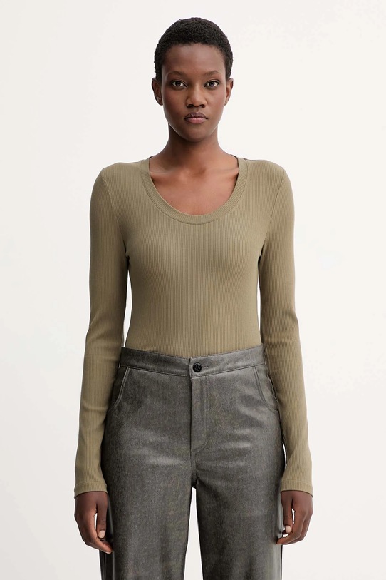 Calvin Klein longsleeve z elastanem zielony LV044D235G