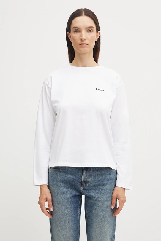 Barbour longsleeve bawełniany LAVENSDALE gładkie biały LML0899
