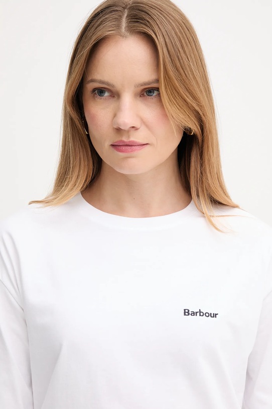 Barbour longsleeve bawełniany LAVENSDALE biały LML0899