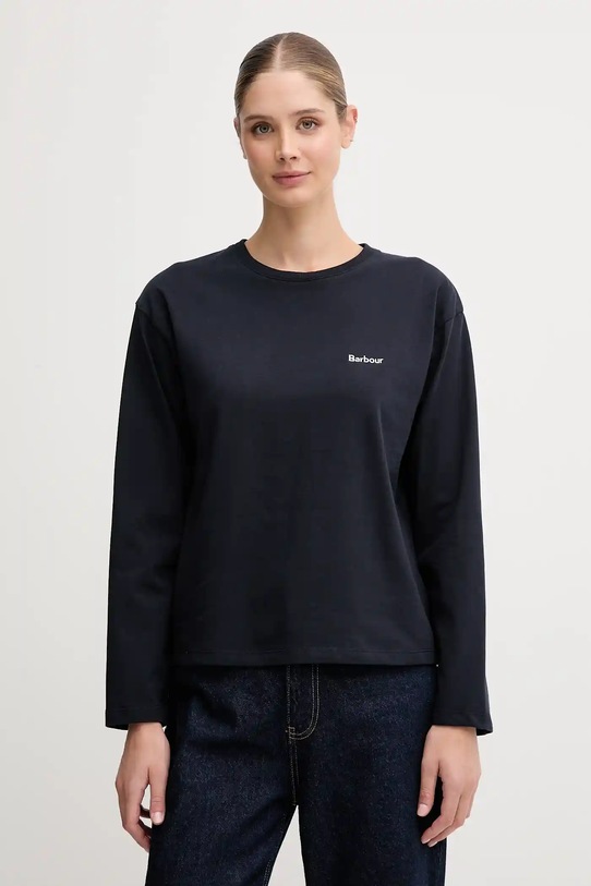 Barbour longsleeve din bumbac LAVENSDALE uni bleumarin LML0899