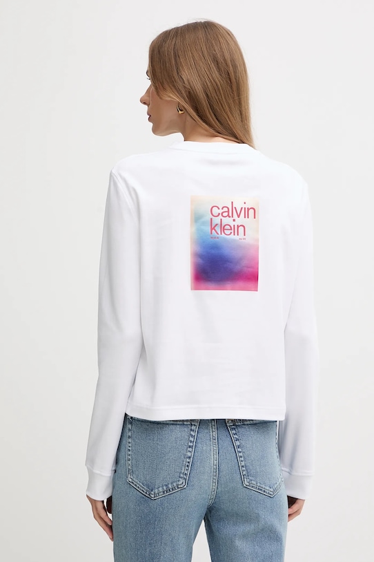 Odzież Calvin Klein Jeans longsleeve bawełniany LV047D223G biały