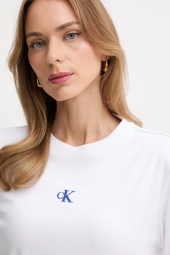 Calvin Klein Jeans longsleeve bawełniany biały LV047D223G
