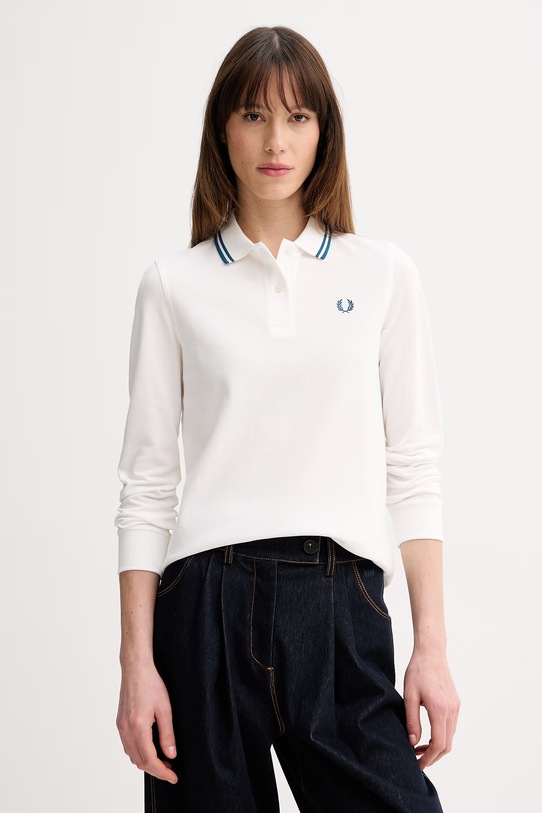 Fred Perry longsleeve bawełniany bawełna biały G3636