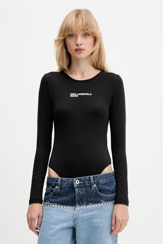 Karl Lagerfeld Jeans body aplikacja czarny A4W17017