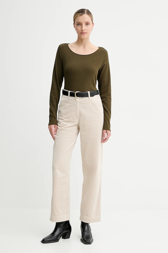 Хлопковый лонгслив Marc O'Polo 5000007381 зелёный AW25