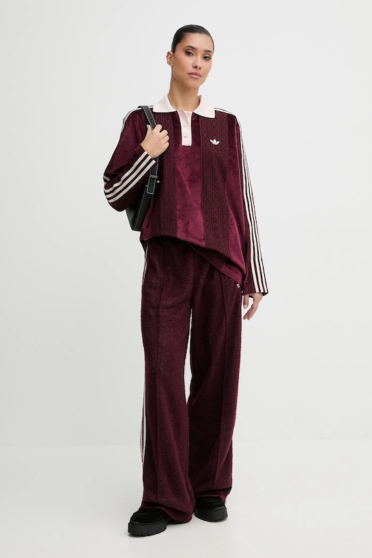 adidas Originals longsleeve welurowy KS7795 bordowy AW25