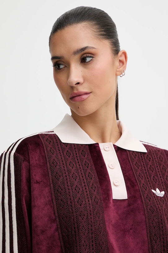 adidas Originals longsleeve welurowy KS7795 bordowy