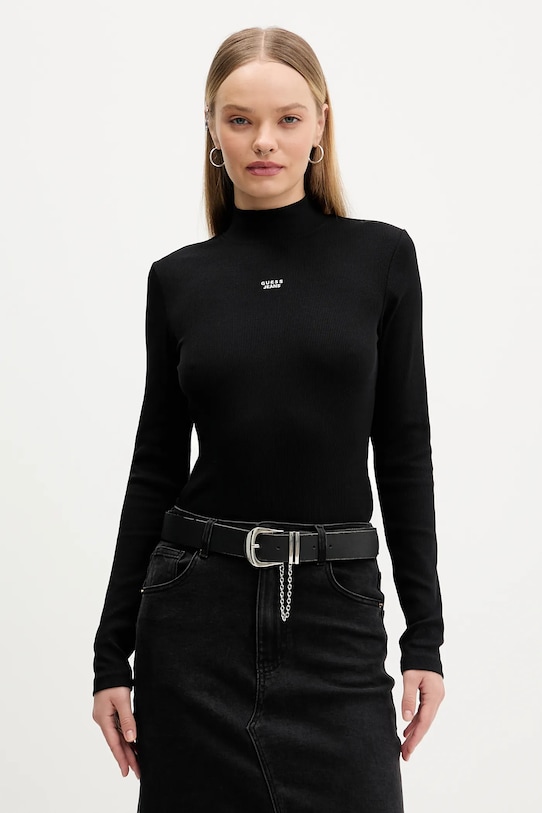 Guess Jeans longsleeve z elastanem czarny W5BP23.KA0H1