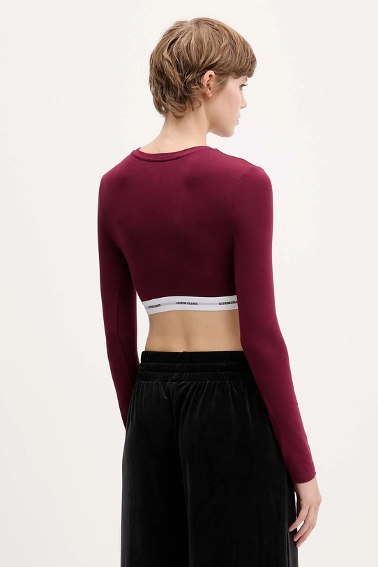 Oblečenie Tričko s dlhým rukávom Guess Jeans W5BZ09.KBBU1 burgundské
