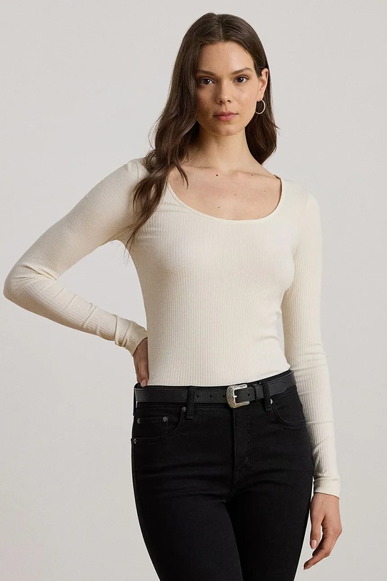 Μακρυμάνικο Lauren Ralph Lauren slim μπεζ 200980145