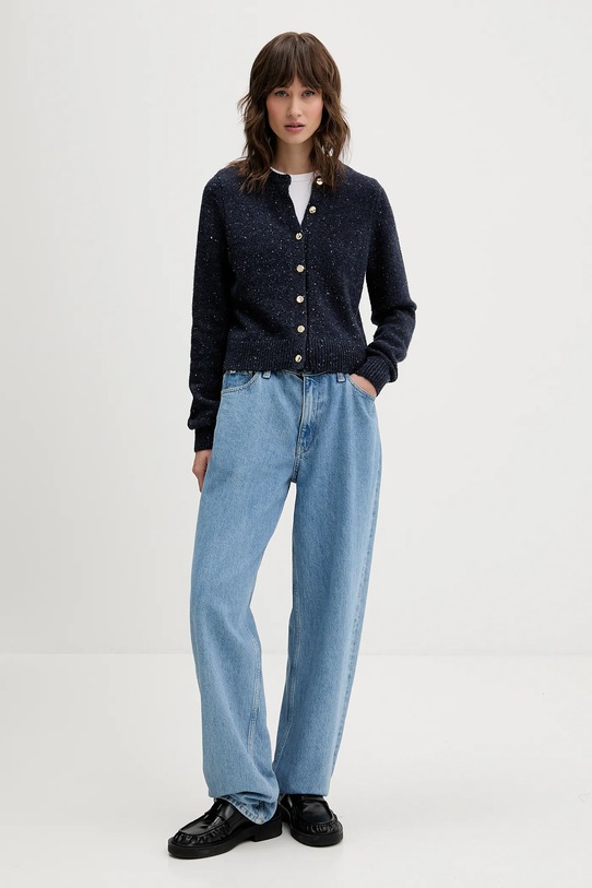 Abercrombie & Fitch kardigan z dodatkiem wełny KI150.5473.200 granatowy AW25