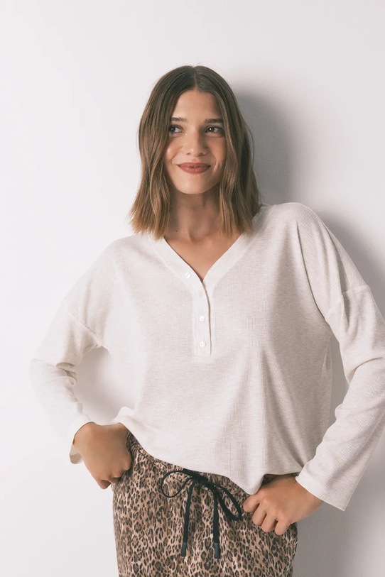 women'secret longsleeve z elastanem beżowy 3272293