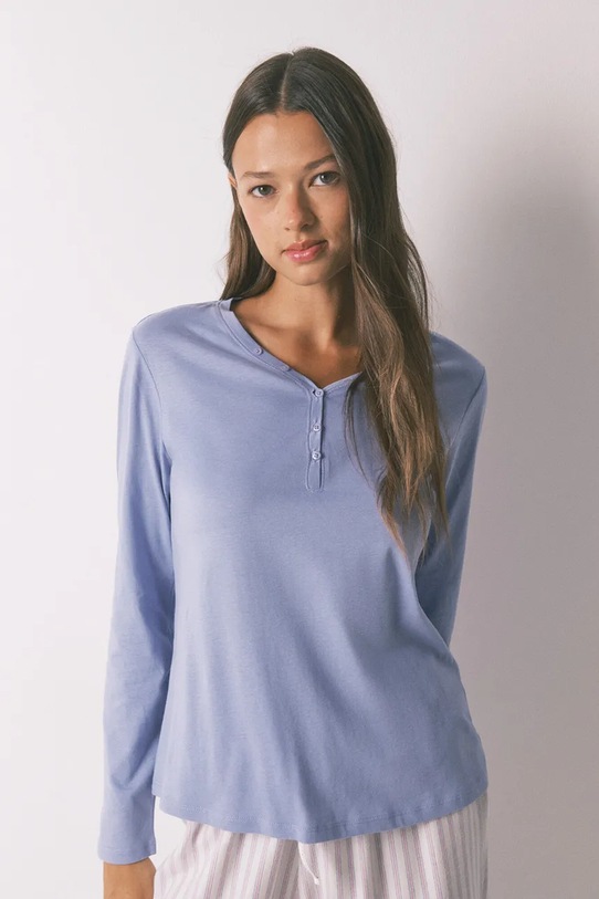 women'secret longsleeve bawełniany bawełna fioletowy 3272283