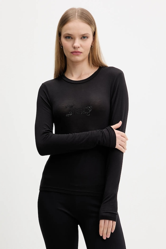 Juicy Couture longsleeve z elastanem czarny JCWCT225312