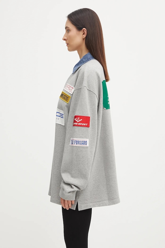 Pamučna dukserica Martine Rose Rugby Polo 672JE07045 siva AW25