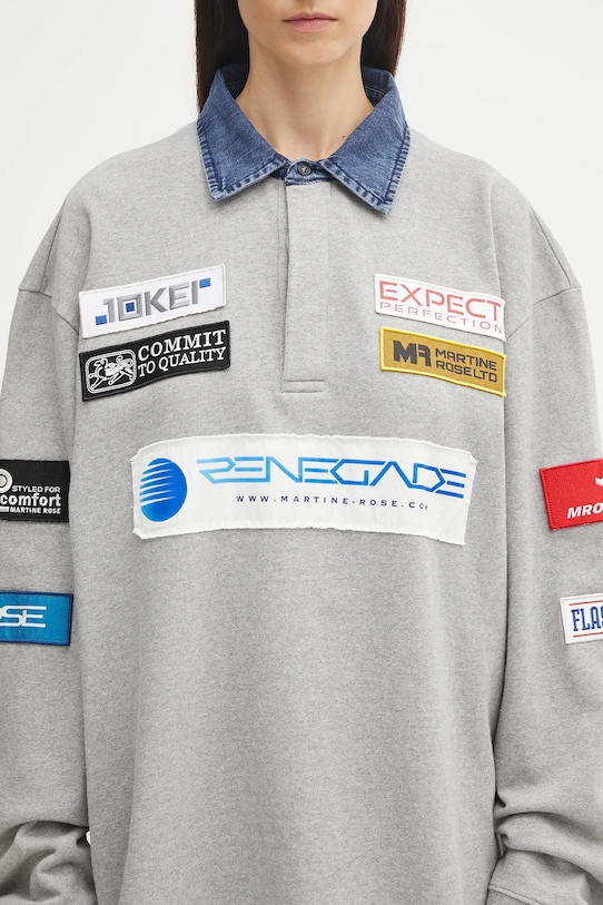 Pamučna dukserica Martine Rose Rugby Polo siva 672JE07045