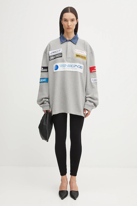 Pamučna dukserica Martine Rose Rugby Polo 672JE07045 siva