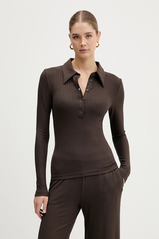 La Mania longsleeve LESLEE z elastanem brązowy LESLEE