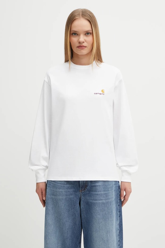 Carhartt WIP longsleeve bawełniany W' L/S American Script T-Shirt bawełna biały I035466.02XX